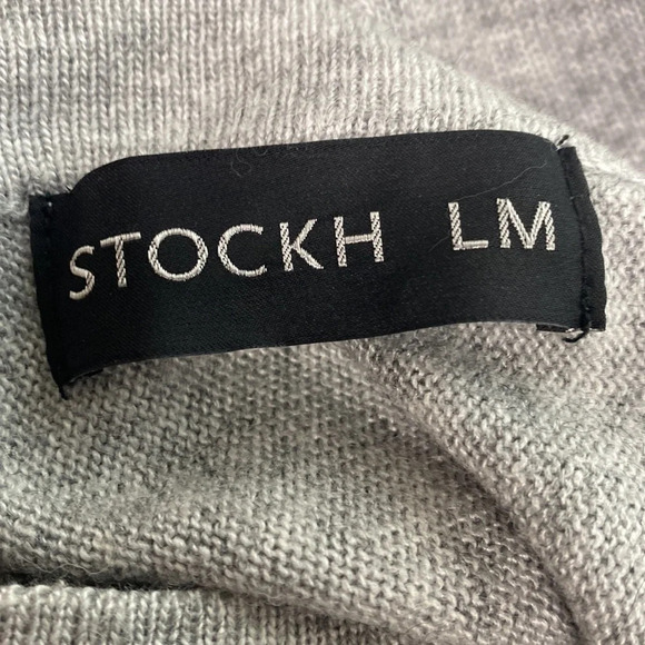 Stockh LM Gray Wool Cashmere Blend Quiet Luxury Asymmetrical Preppy Thea Poncho - Picture 6 of 8